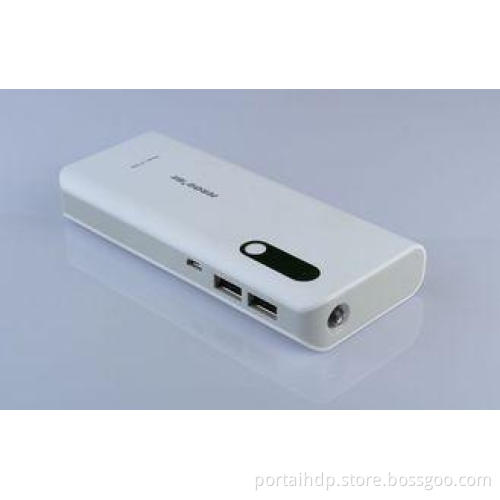 7200mAh Iphone Dual USB Power Bank ABS White With LED Light